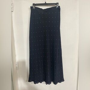 Liz Claiborne Women, NWT  24W Long skirt, Black polka dot career office church